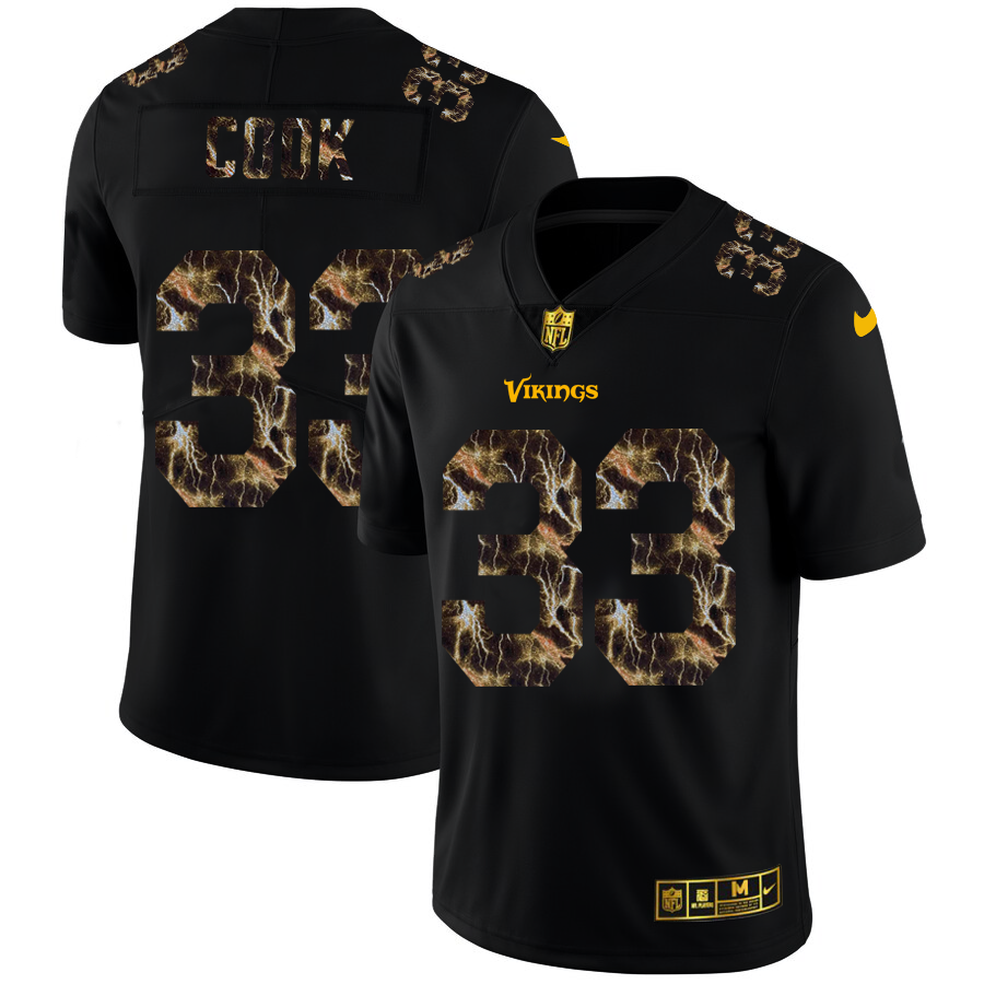 2020 Minnesota Vikings #33 Dalvin Cook Men Black Nike Flocked Lightning Vapor Limited NFL Jersey